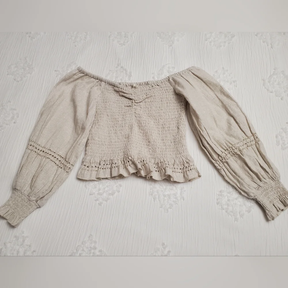 Spell & The Gypsy Collective Lola Smocked Linen Blend Top Boho Chic Size S